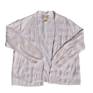 Cynthia Rowley White 100% Linen Open Front Textured Knit Cardigan Womens M